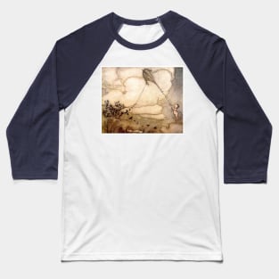 Peter holding the kite while birds fly away with it - Peter Pan in Kensington Gardens - Arthur Rackham Baseball T-Shirt